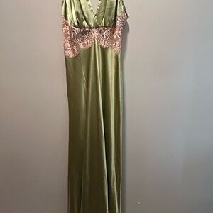 Vici Green and Pink Chemise with Lace Trim